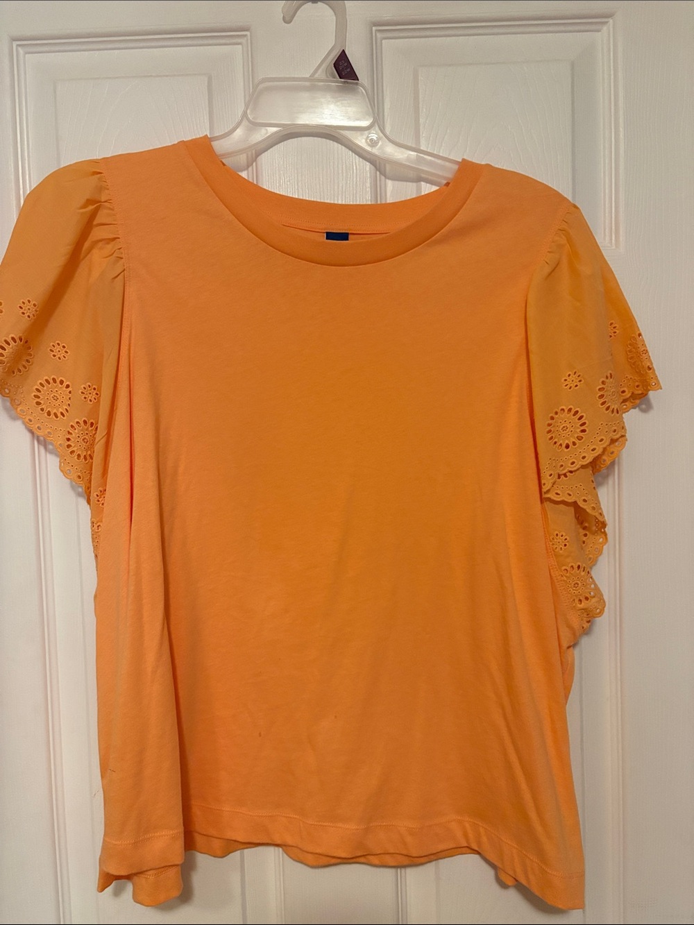Old Navy Peach Eyelet Flutter Sleeve Tee